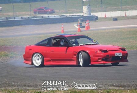 Nissan 180sx kouki drift car fitted with work emotion wheels and origin labs aero