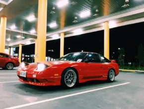 Nissan 180sx kouki in red with dish wheels front