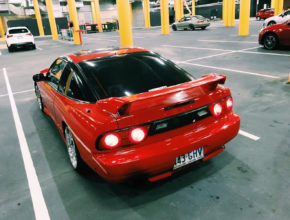 Nissan 180sx kouki in red with dish wheels rear